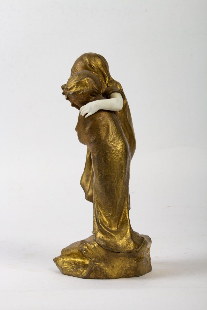 Figurine Mednat, en Régule et biscuit Représentant Deux Fillettes, époque XIXe — 7