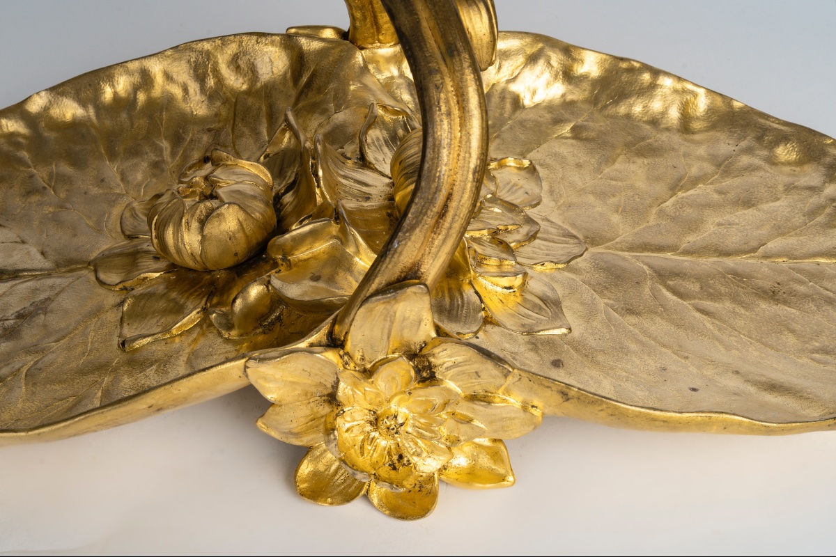 Coupe en bronze doré signée C.R. Vibert – époque art nouveau (vers 1900) — 6