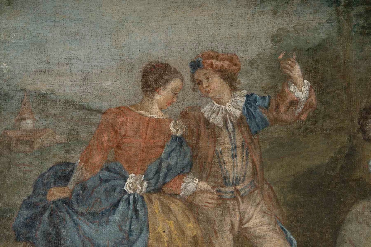 Huile sur toile – scène galante dans l’esprit de Pater, XVIIIe siècle — 5