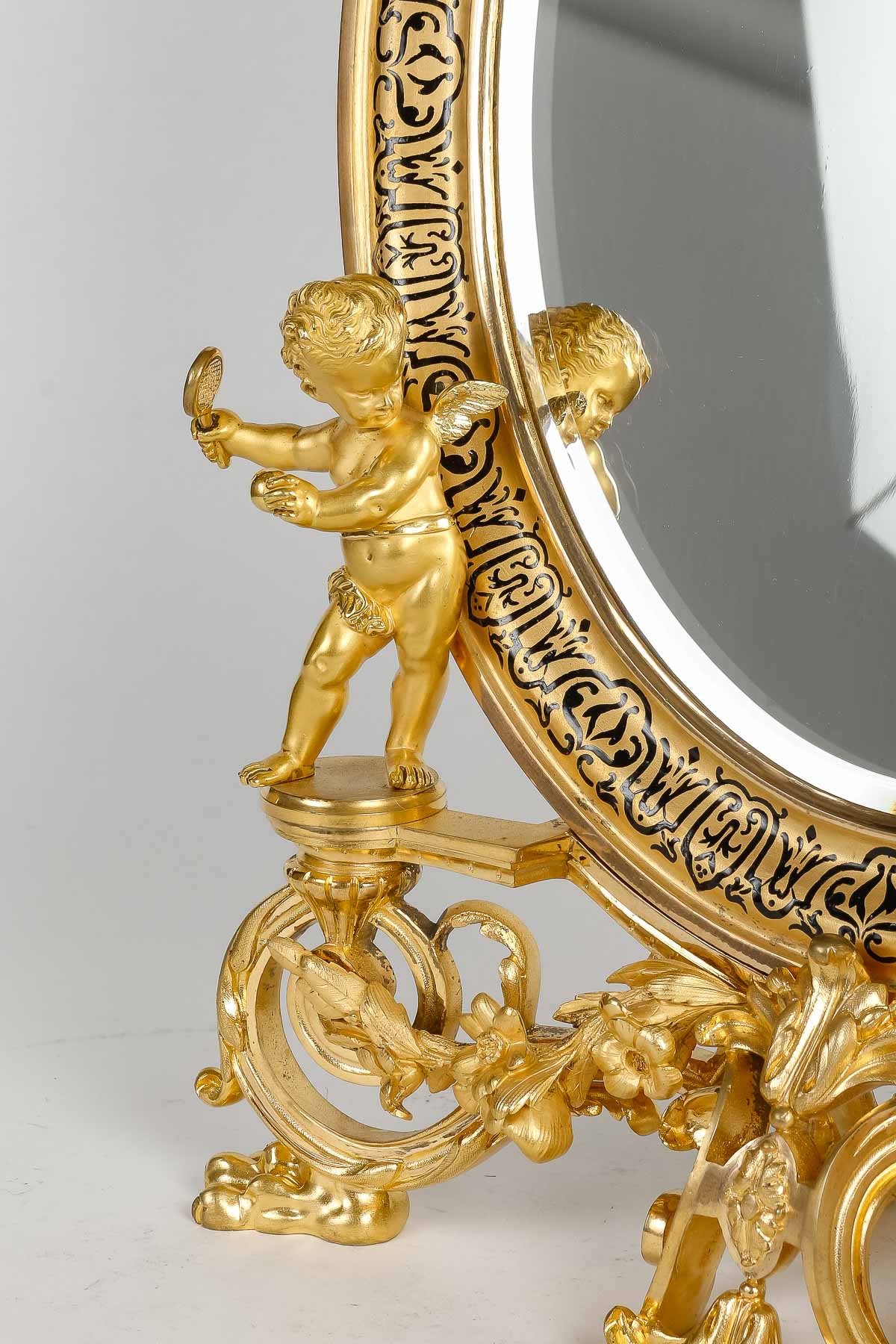 Miroir de table en bronze doré et émail cloisonné fin du XIXe siècle — 5