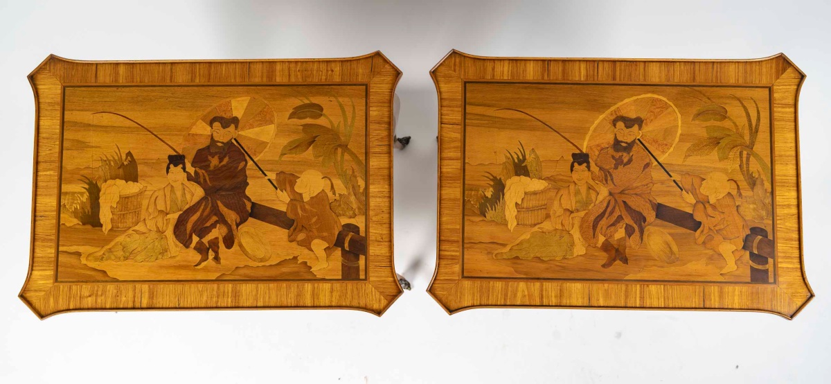 Une paire de tables de salon en marqueterie, circa 1900 — 6