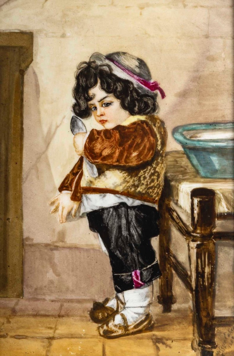 Une paire de tableaux Plaques en porcelaine, Hélène Cahen XIXe siècle — 4