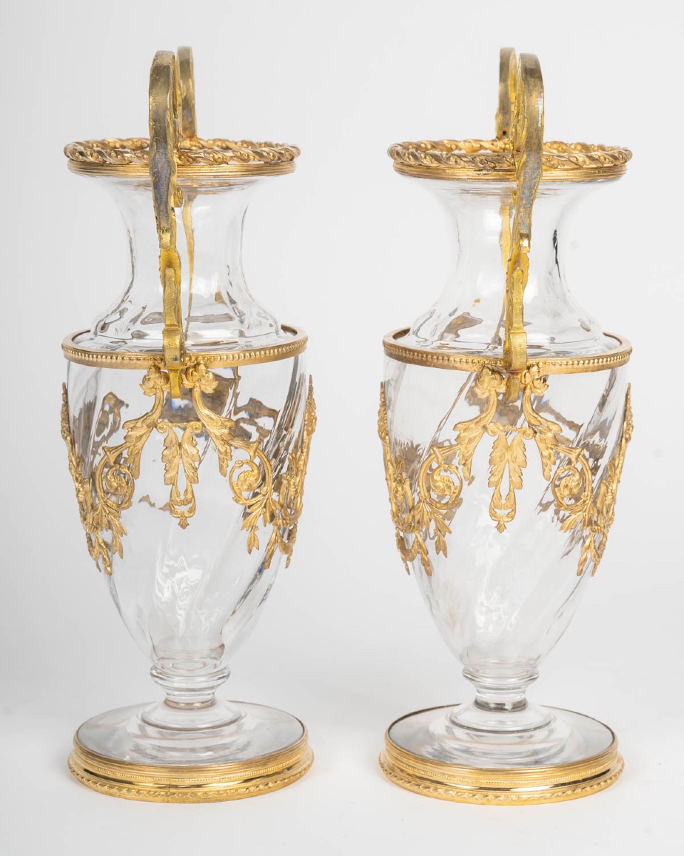 Paire de vases Napoléon III en cristal et bronze doré – XIXe siècle — 6