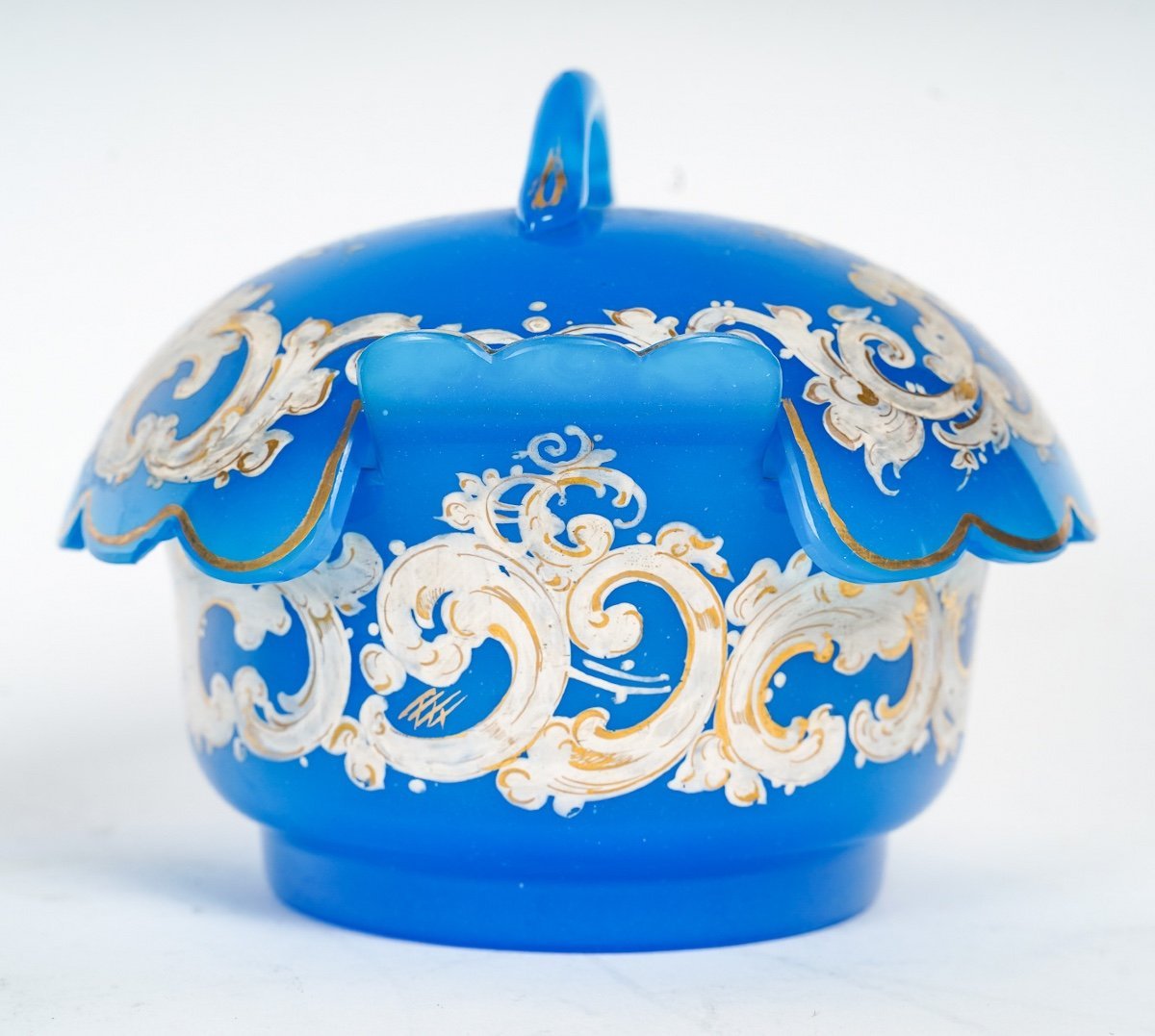 Bonbonnière en opaline bleue fin du XIXe siècle — 6