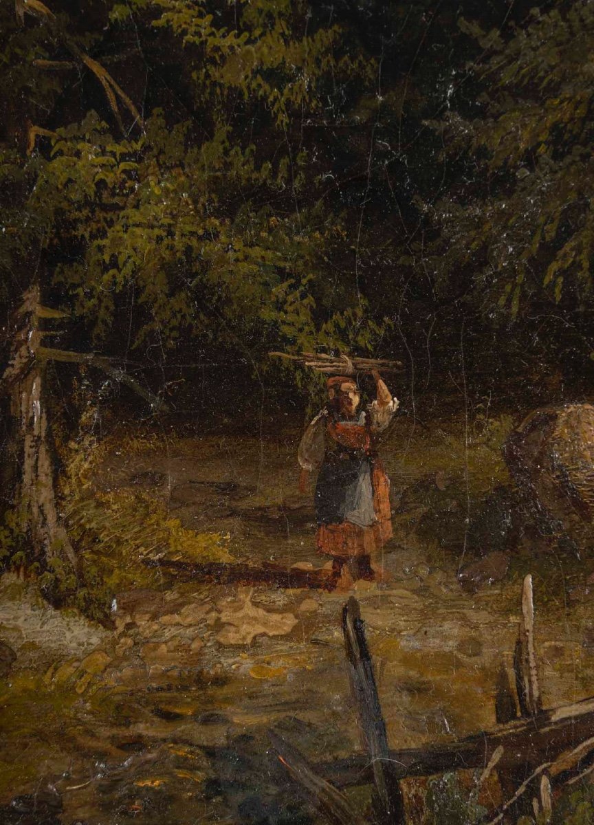 Tableau huile sur toile, sous-bois, fin du XIXe siècle — 8