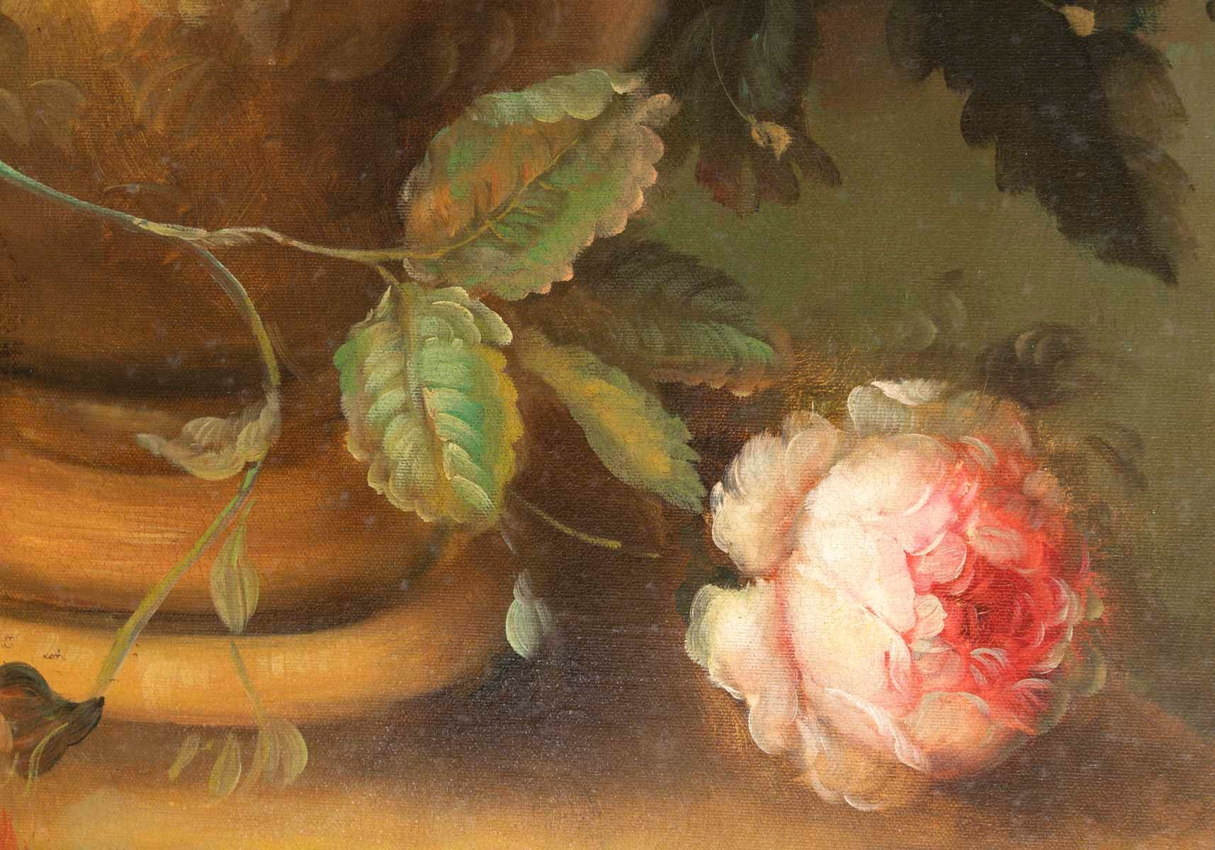Grande huile sur toile XXe – Nature Morte au Bouquet de fleurs – signée l. Martin — 17