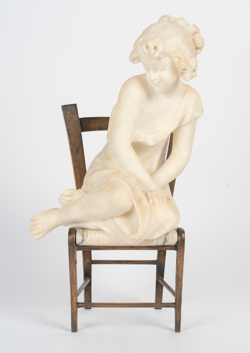 Sculpture art nouveau en albâtre et bronze signée Gio Ponti – travail italien — 2