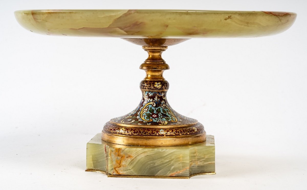 Une coupe en Onyx vert et bronze cloisonnée fin du XIXe siècle — 3
