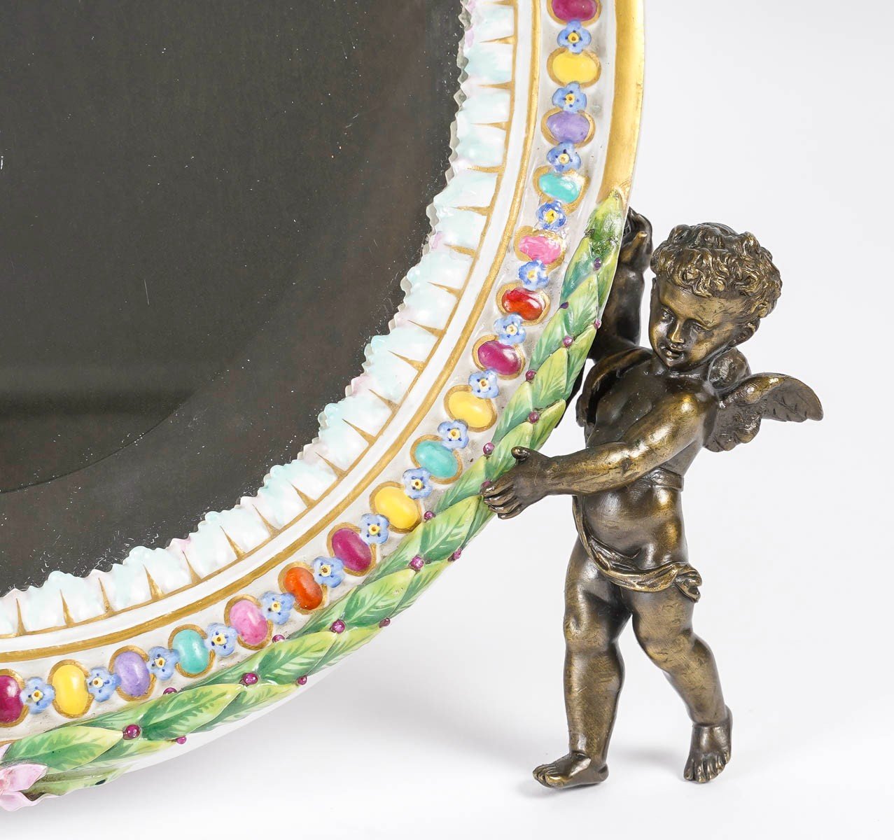 Miroir de table en porcelaine et bronze fin du XIXe siècle — 8