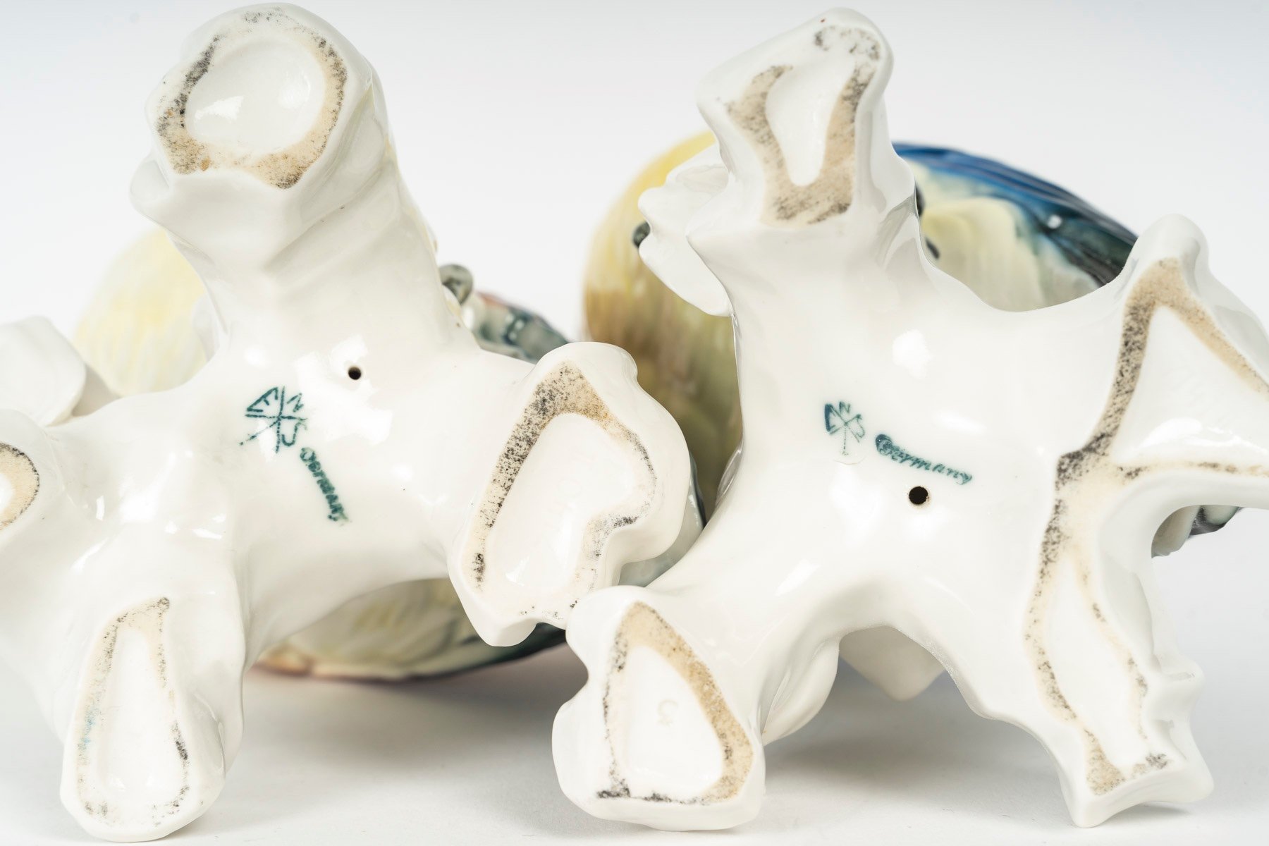 Une paire de sujets en porcelaine deux perroquets Manufacture SAXE - Karl Ens Volkstedt, — 5