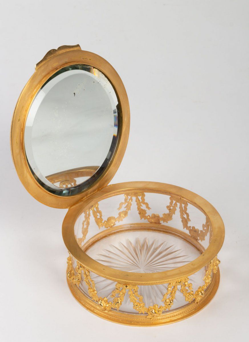 Coffret en cristal et bronze, peinture en Ivoire, style Louis XVI, époque Napoléon III — 5