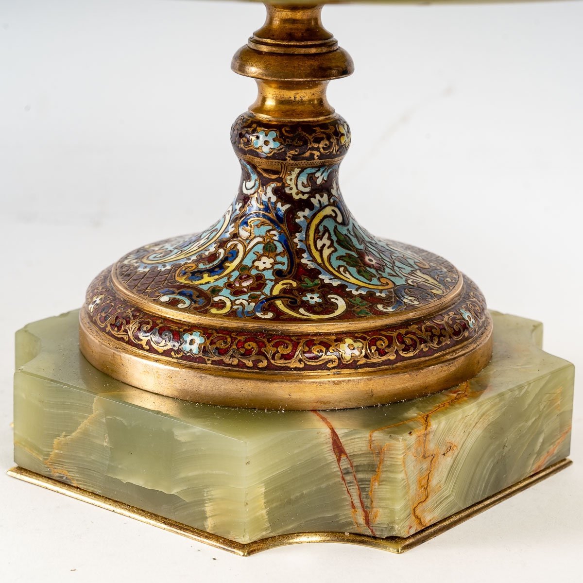 Une coupe en Onyx vert et bronze cloisonnée fin du XIXe siècle — 7