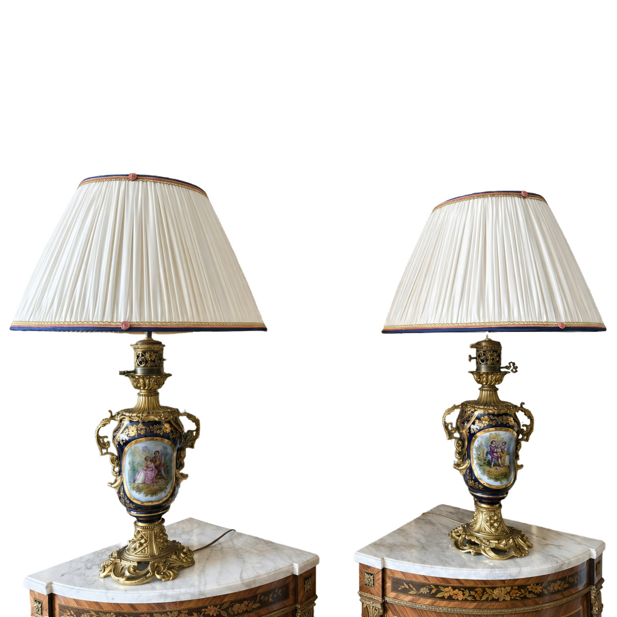 Paire de lampes en porcelaine de Bayeux et bronze doré – fin du XIXe siècle — 13