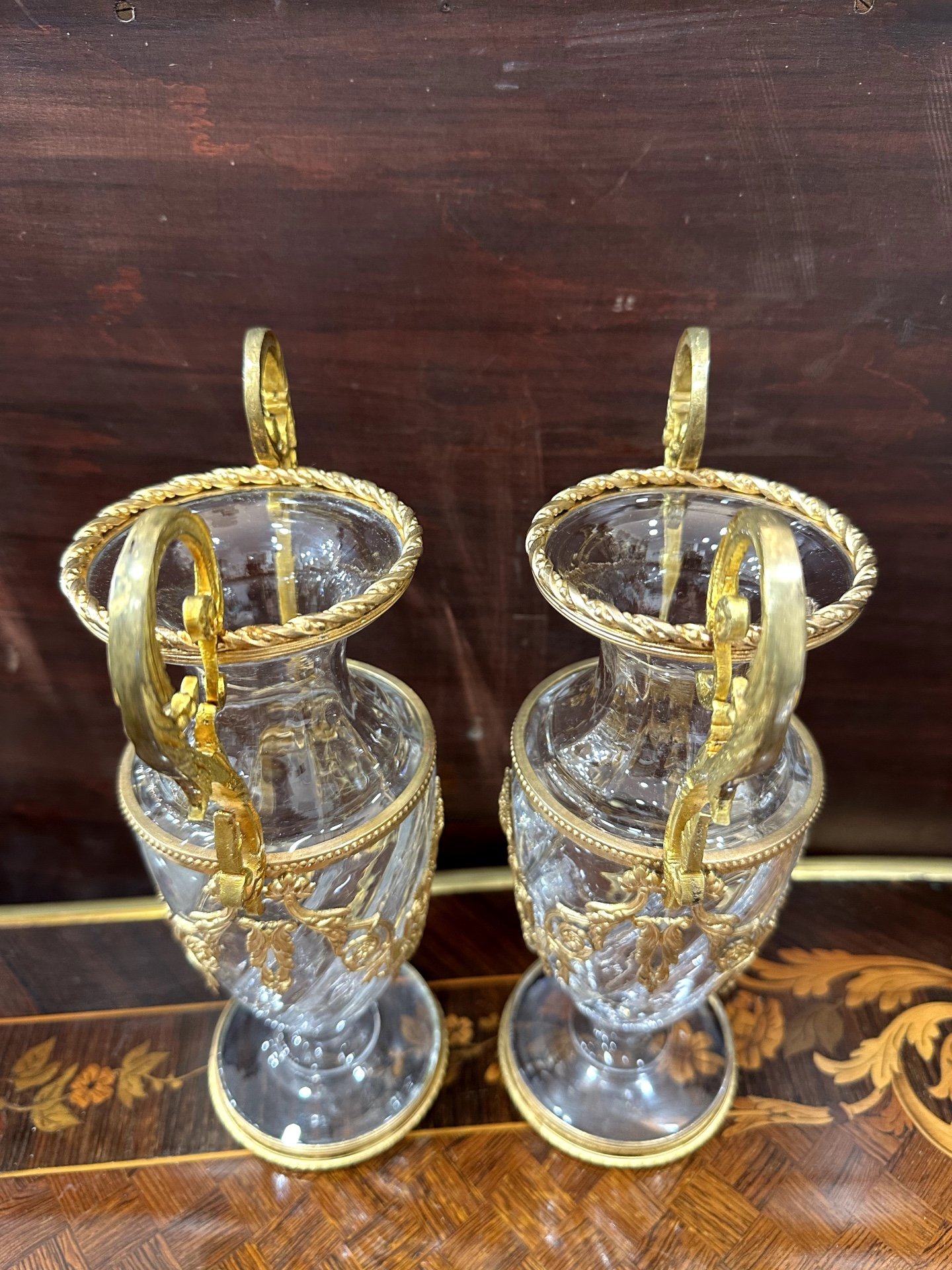 Paire de vases Napoléon III en cristal et bronze doré – XIXe siècle — 18