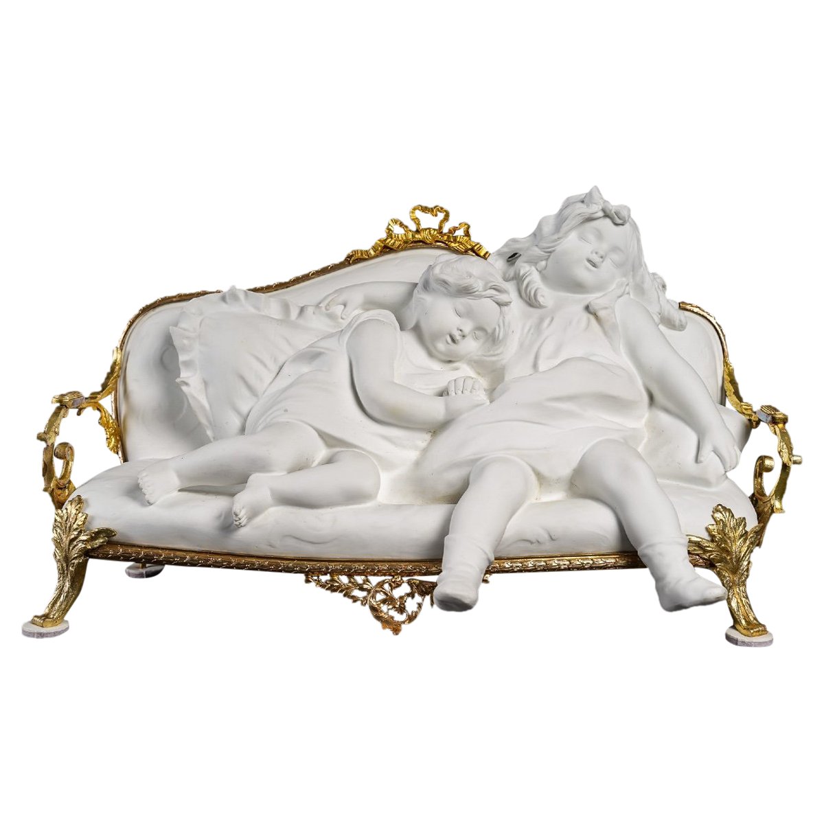 Sculpture en biscuit et bronze doré art nouveau — 2