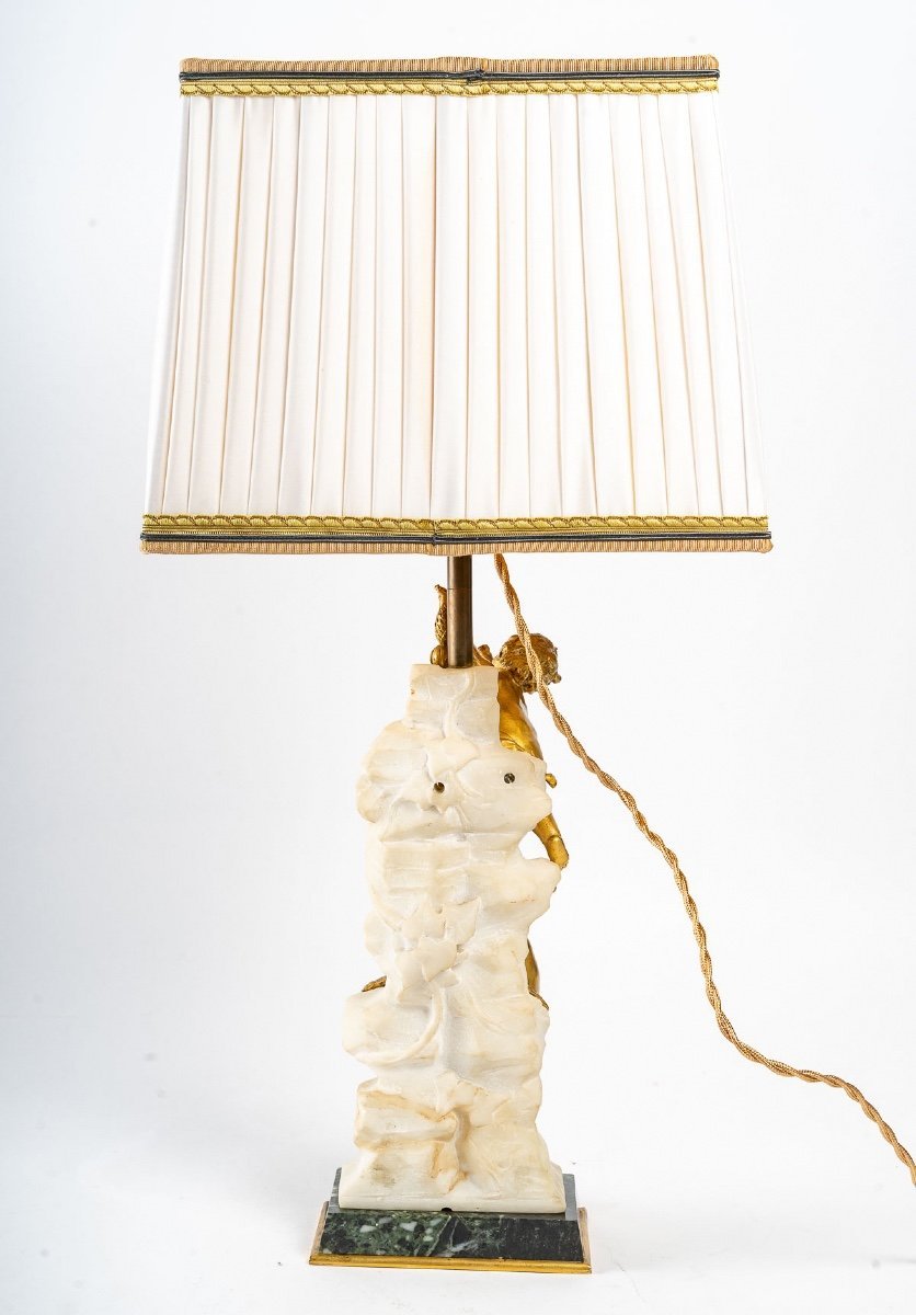 Lampe en bronze doré et marbre blanc fin du XIXe siècle — 5