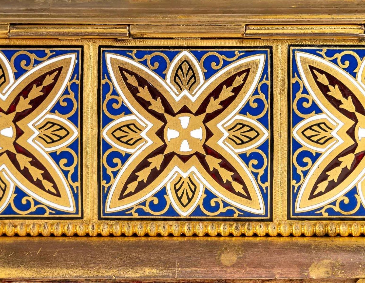 Boîte à bijoux en bronze cloisonné et doré avec Micromosaique fin du XIXe siècle — 8