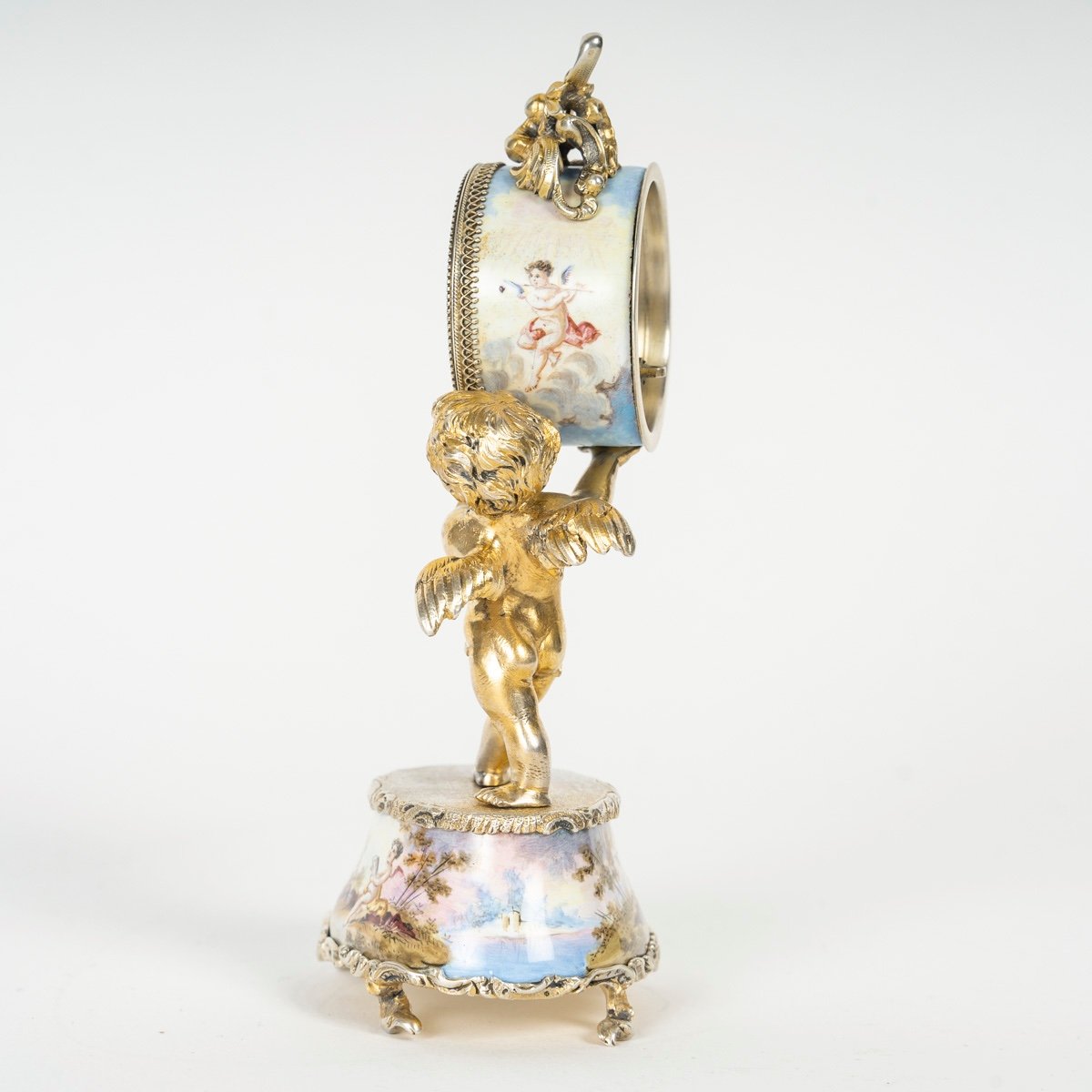 Une belle miniature une pendulette en argent massif — 6