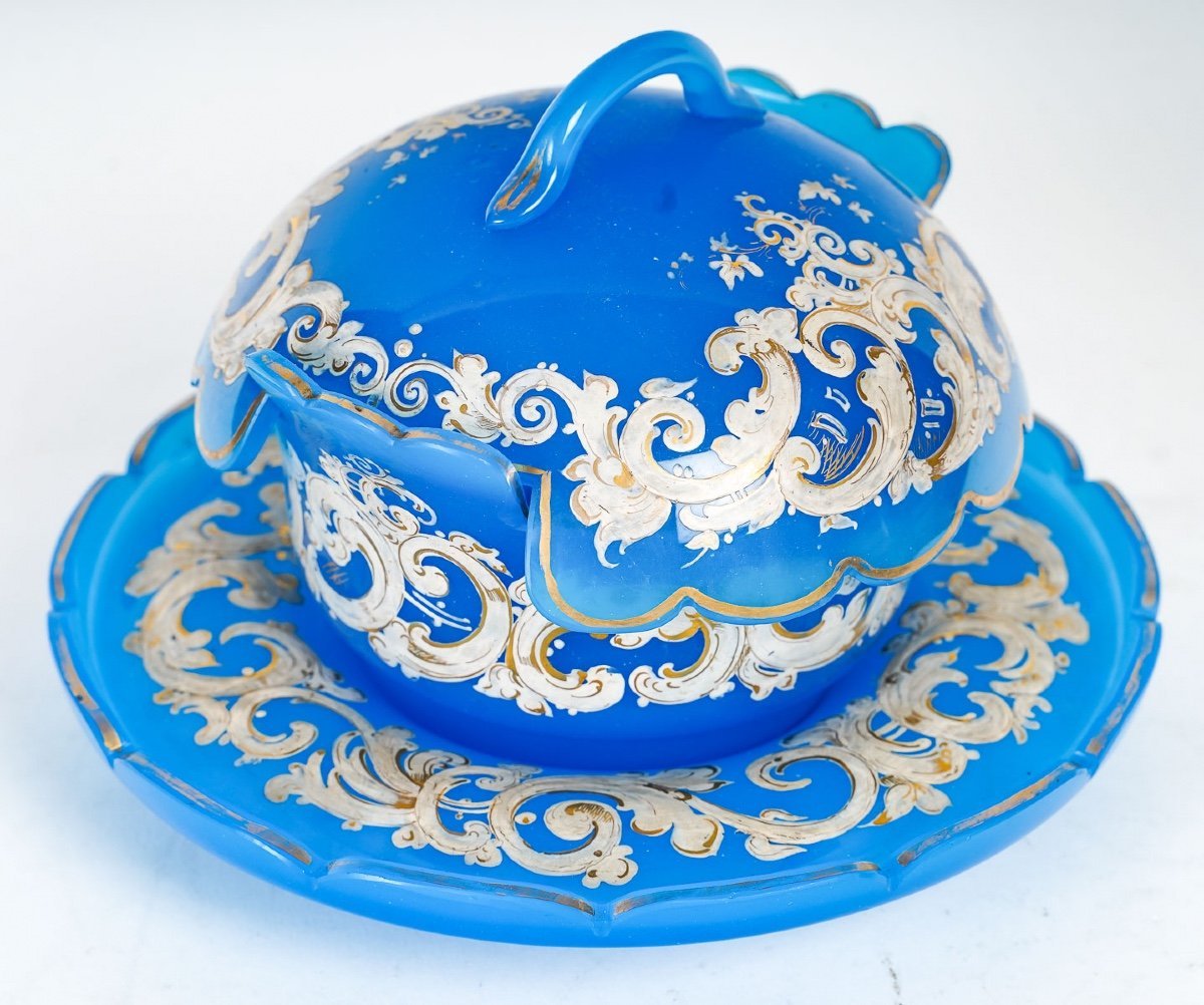 Bonbonnière en opaline bleue fin du XIXe siècle — 4
