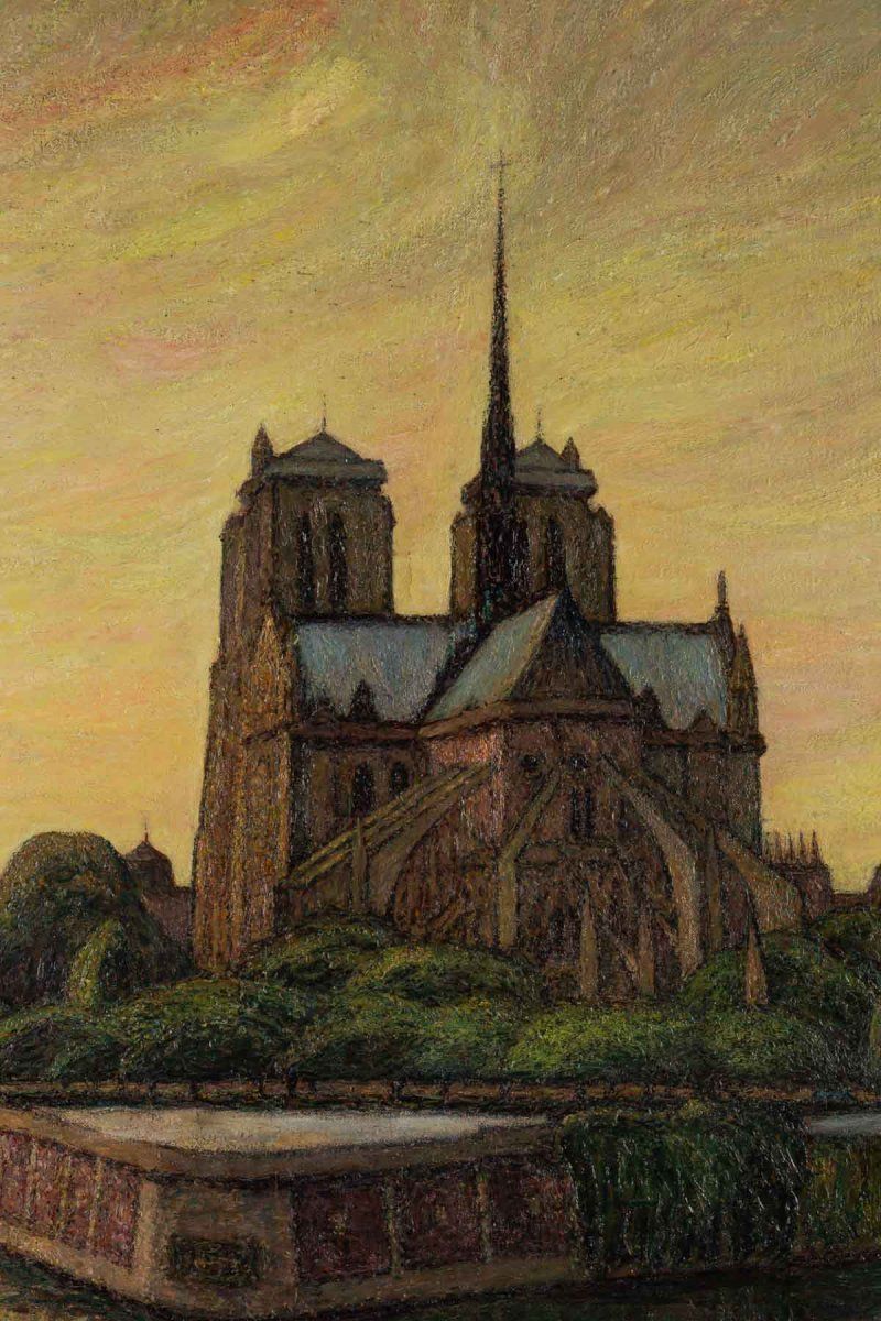 Huile sur toile Représentant Notre-dame-de-Paris et les Quais de Seine — 4