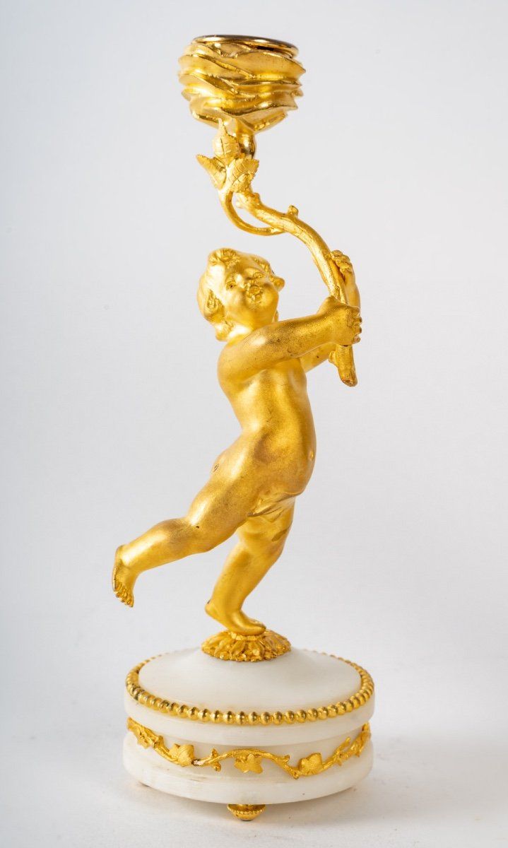 Garniture de Cheminée miniature en bronze doré fin du XIXe siècle — 6