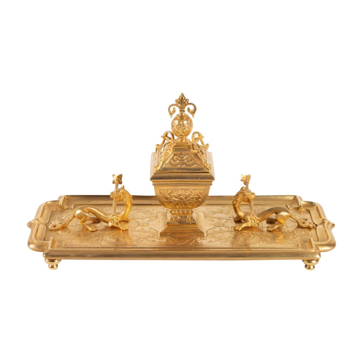 Encrier en bronze doré à décor de Chimères, époque Napoléon III — 2