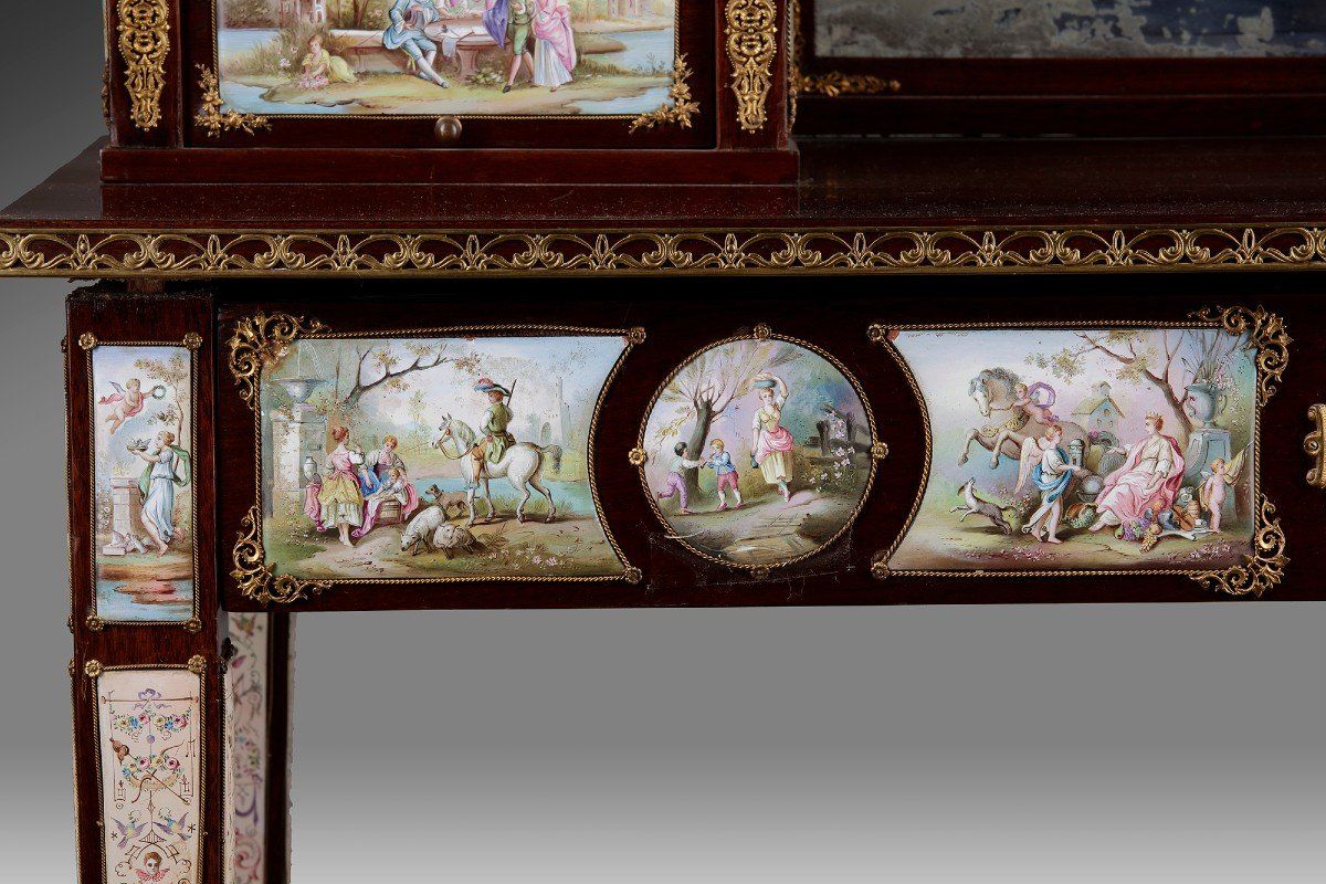 Meuble Secretaire en Acajou et émail fin du XIXe siècle — 5