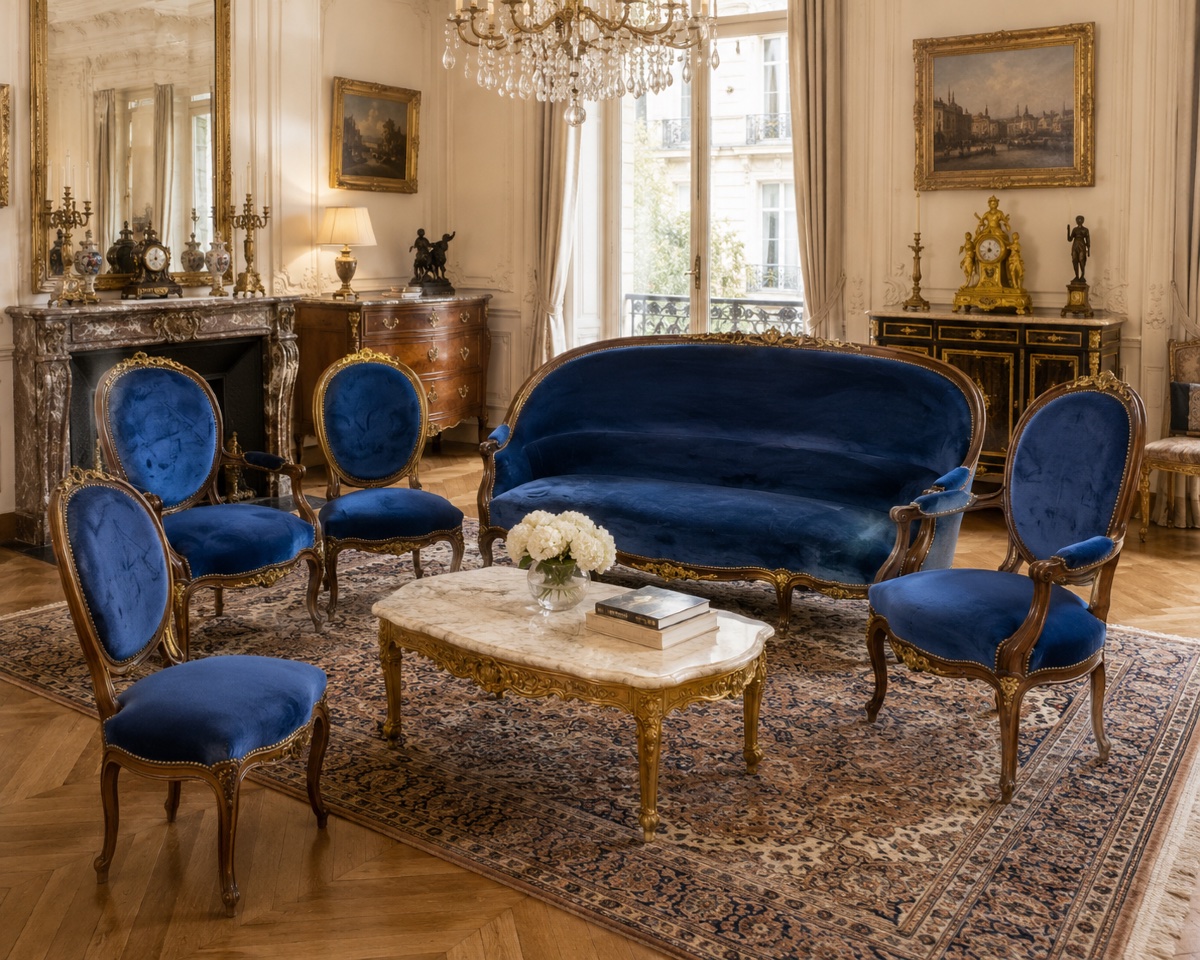 Mobilier de salon en acajou mouluré, époque Napoléon III — 3