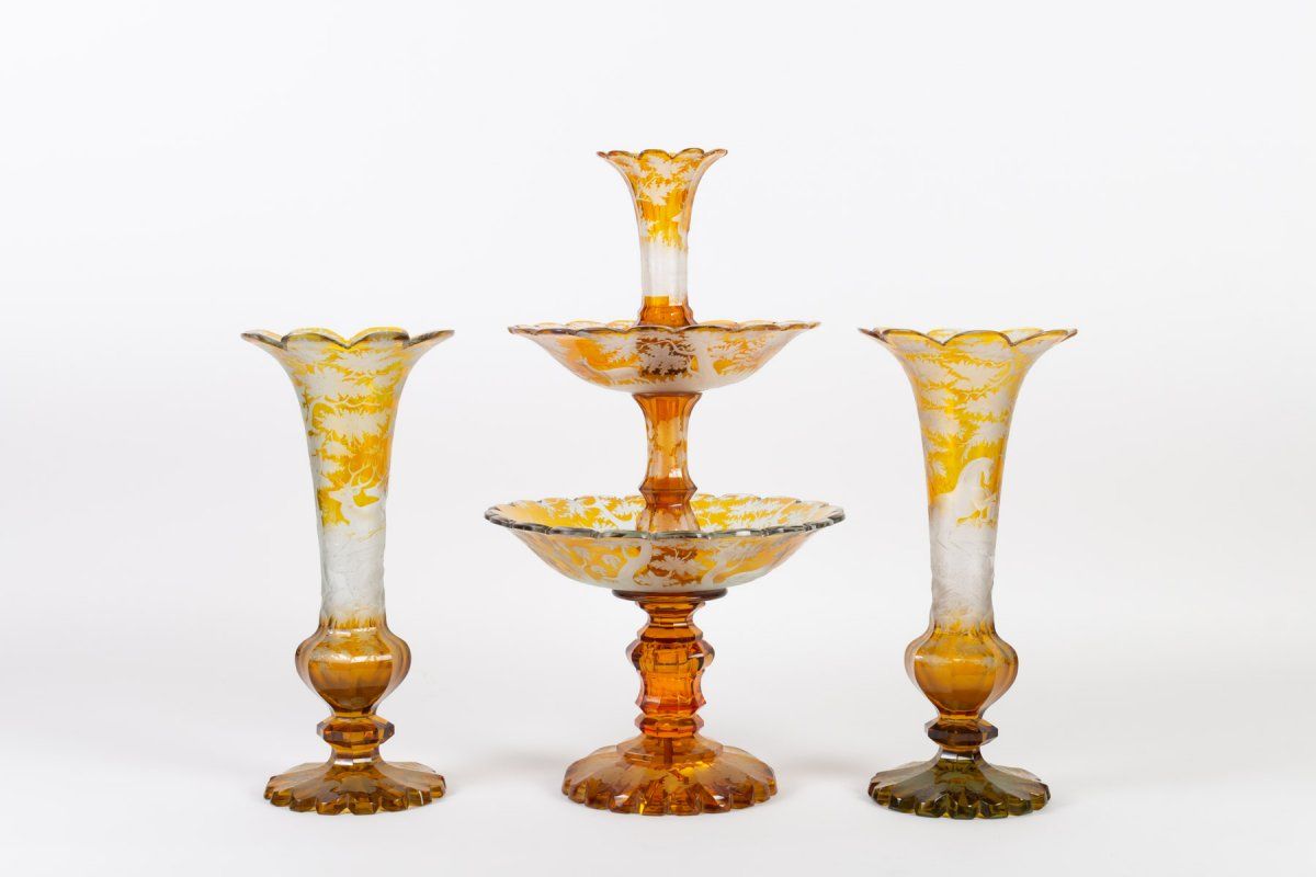 Paire de vases en cristal de Bohême Grave XIXe siècle — 7