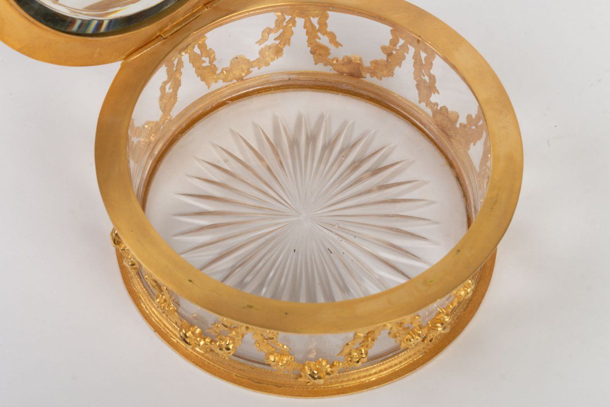 Coffret en cristal et bronze, peinture en Ivoire, style Louis XVI, époque Napoléon III — 6