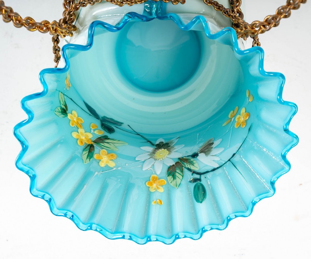 Panier en opaline et bronze fin du XIXe siècle — 7
