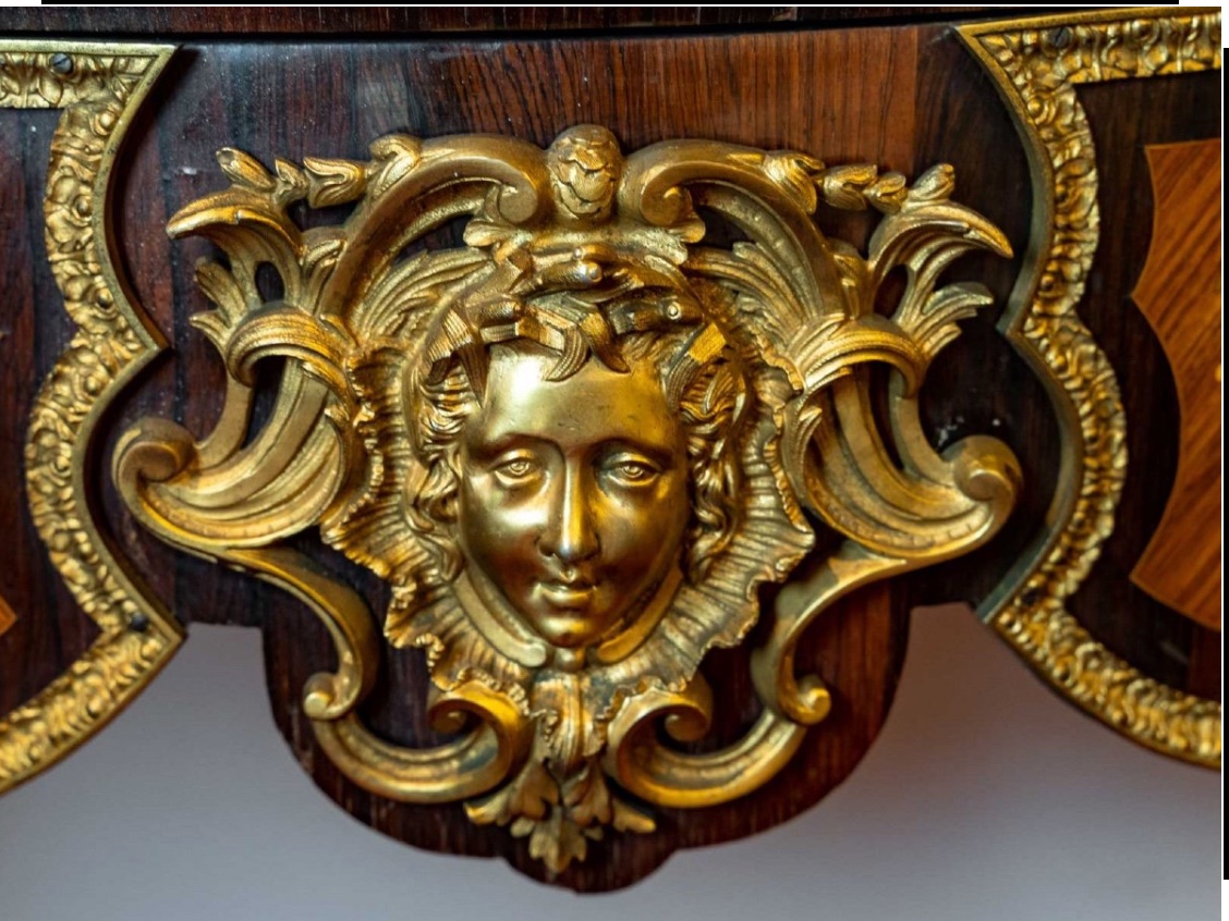 Console de style Régence en marqueterie florale et bronze doré, époque Napoléon III — 5