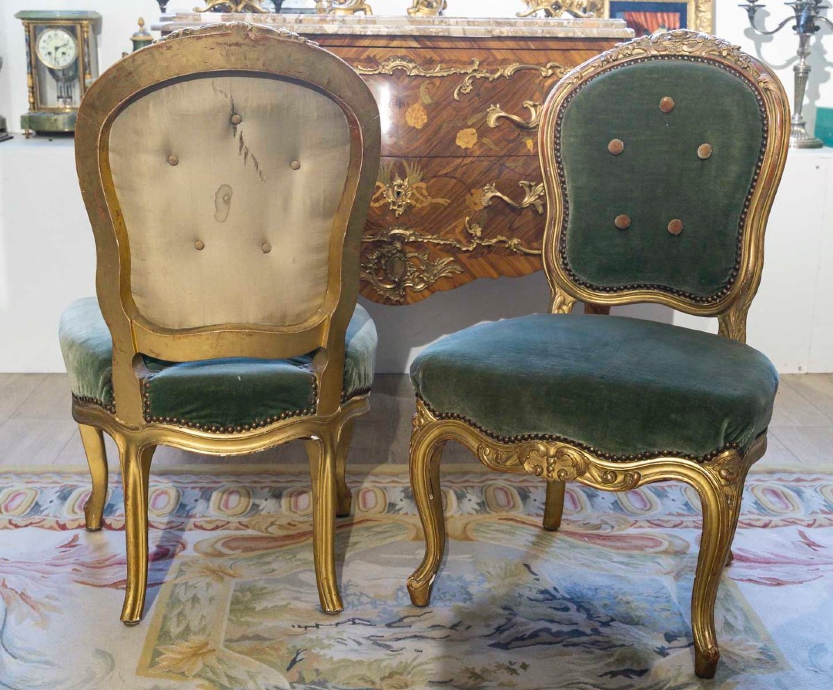 Une Suite de salon en bois sculpté et doré, fin du XIXe siècle — 10