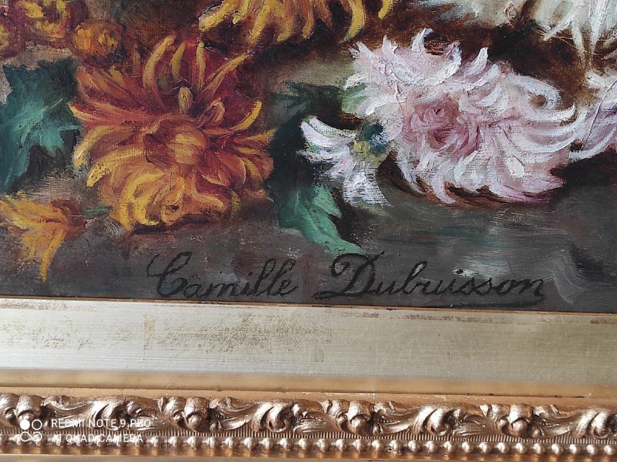 Tableau huile sur toile des CHRYSANTHEMES fin du XIXe siècle — 8