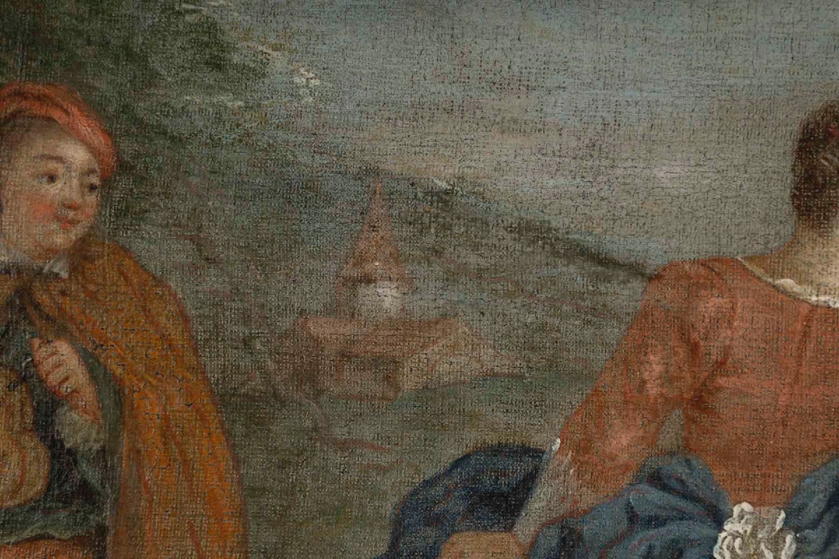 Huile sur toile – scène galante dans l’esprit de Pater, XVIIIe siècle — 7