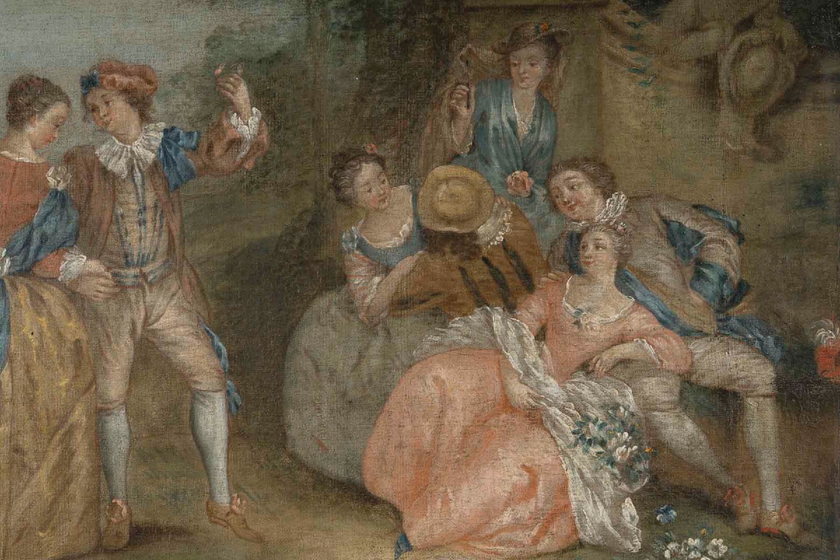 Huile sur toile – scène galante dans l’esprit de Pater, XVIIIe siècle — 4