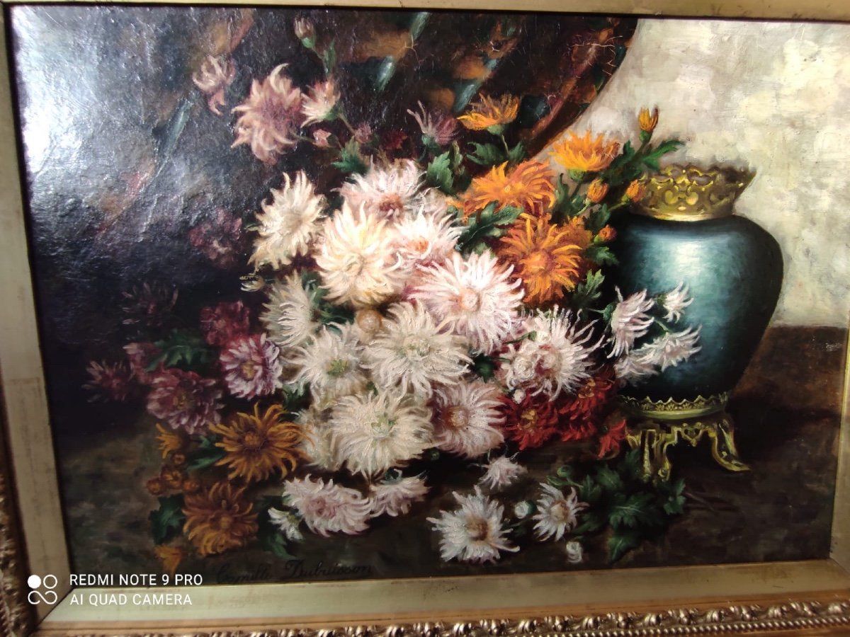 Tableau huile sur toile des CHRYSANTHEMES fin du XIXe siècle — 4