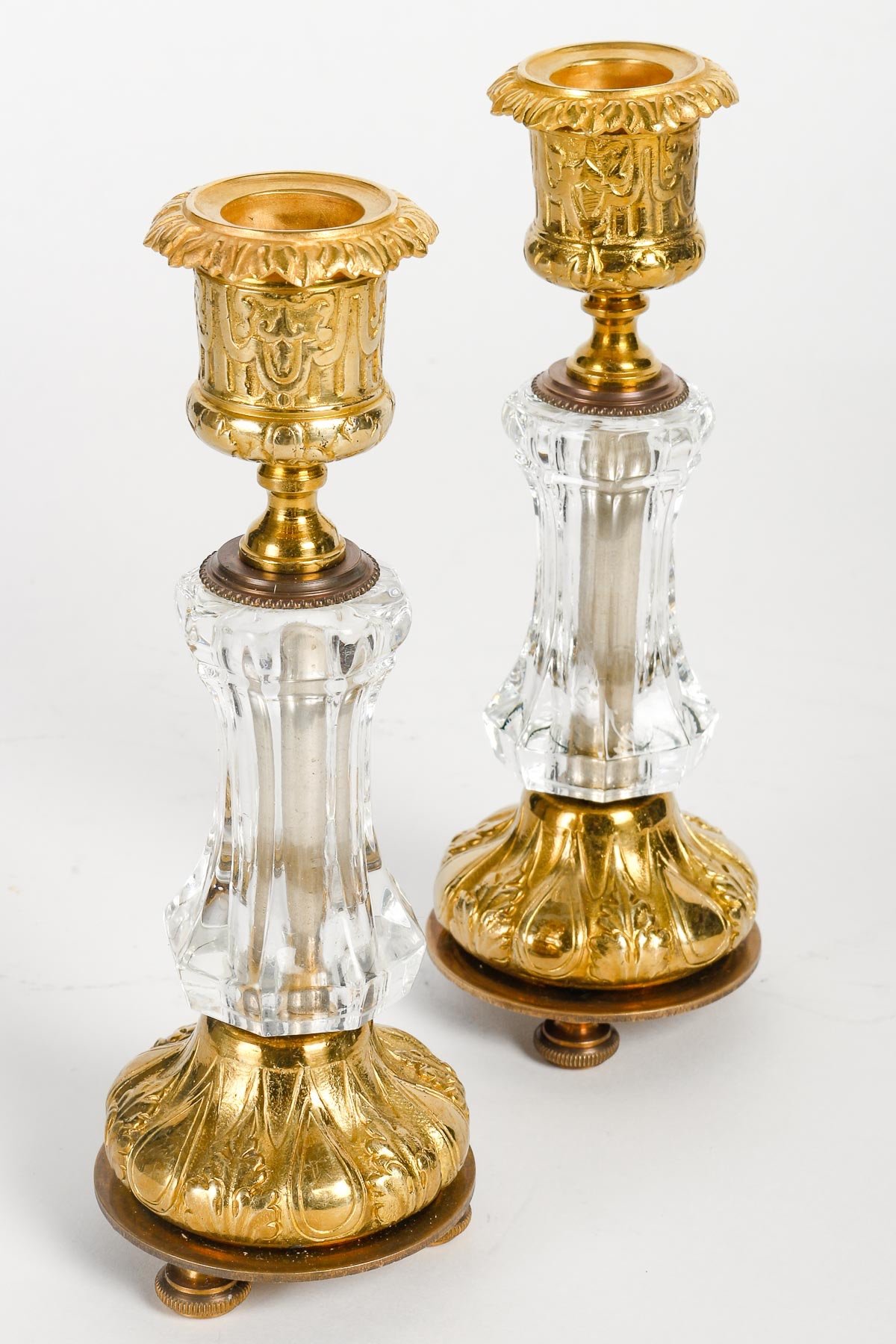 Une garniture de cheminée bronze doré et cristal Baccarat fin du XIXe siècle — 9