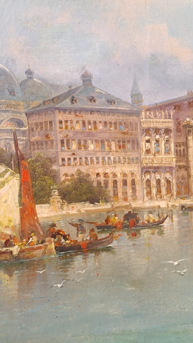 Tableau Vue de Venise huile sur toile fin du XIXe siècle — 5