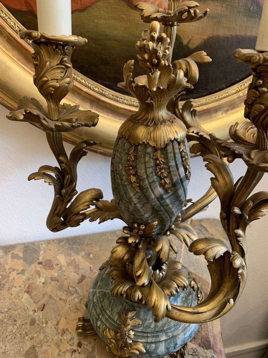 Garniture de Cheminée et Ses Deux candélabres en bronze, époque Napoléon III — 4