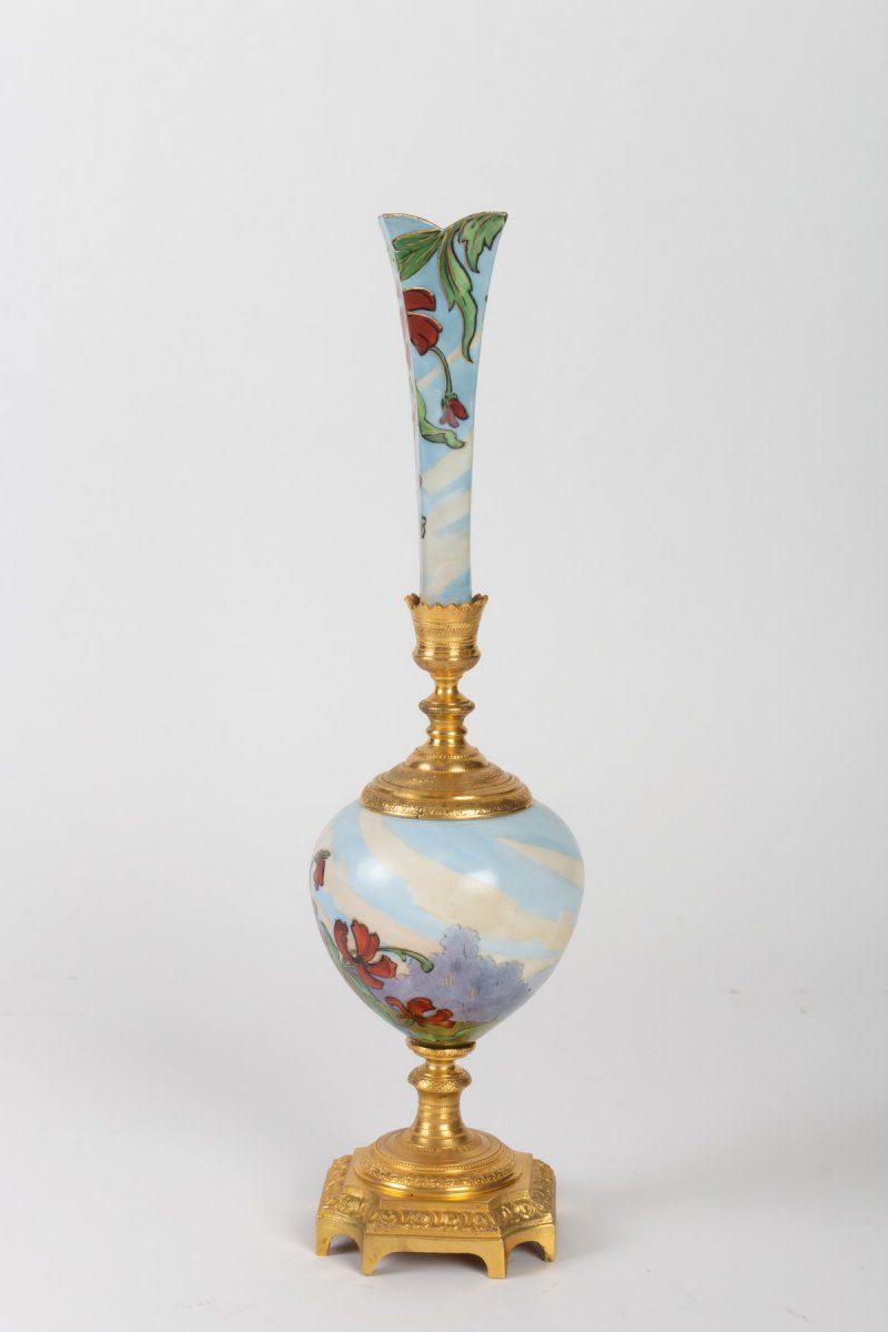Vase Soliflore art nouveau, à décor de Femmes et fleurs, époque 1900 — 8