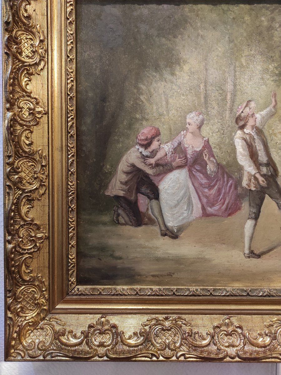 Une paire de huile sur toile scène galante Champêtre fin du XIXe siècle — 8