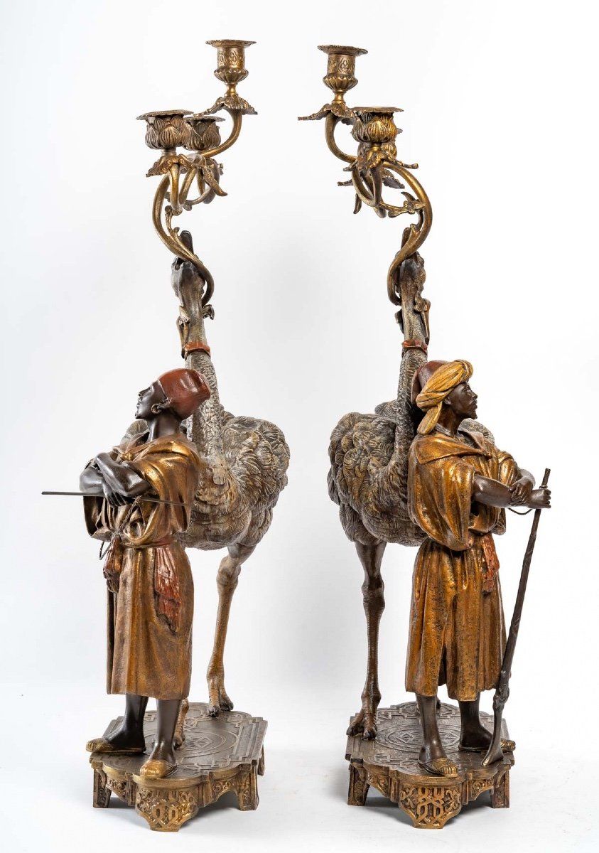Garniture de Cheminée Orientaliste aux Autruches fin du XIXe siècle — 8