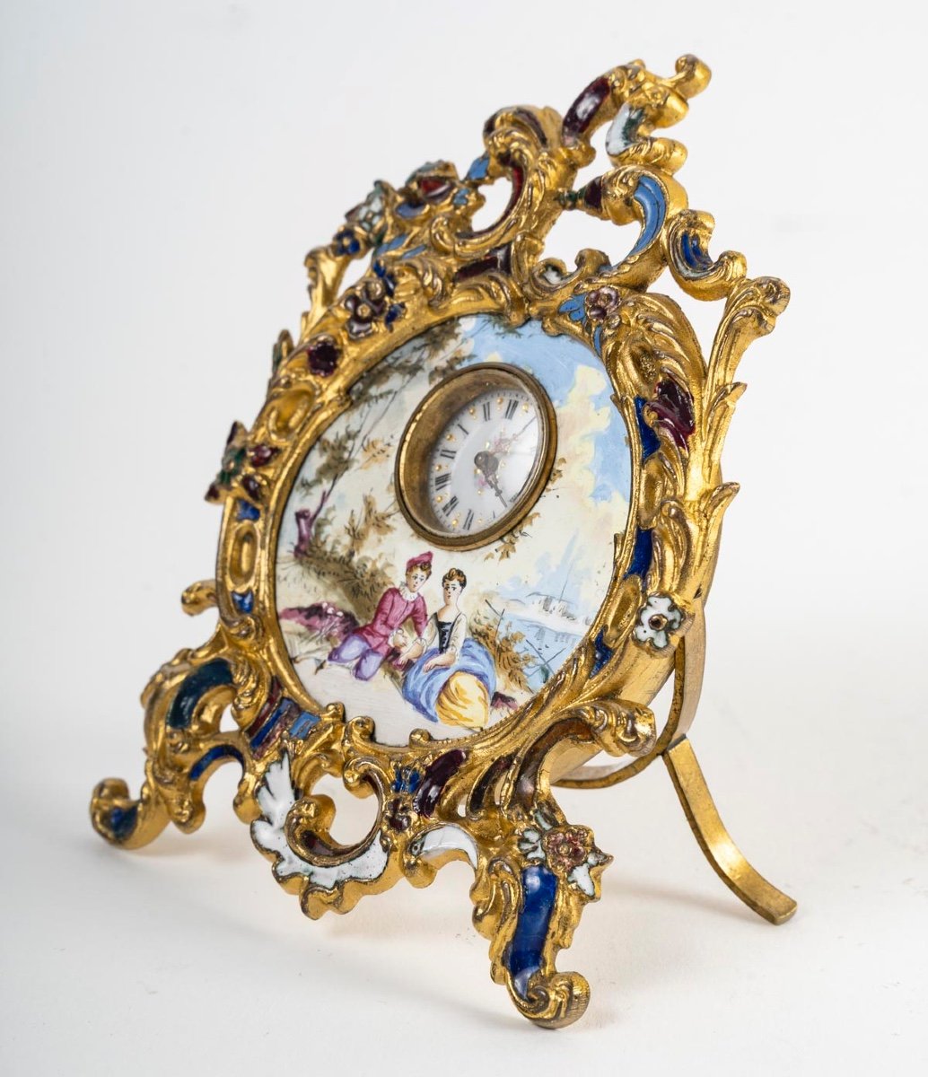 Miniature pendule en émail, fin du XIXe siècle — 2