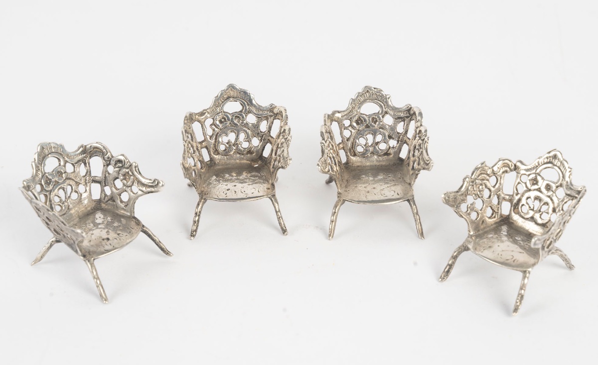 Miniature petit salon en argent massif de style Louis XV, époque fin du XIXe siècle — 11