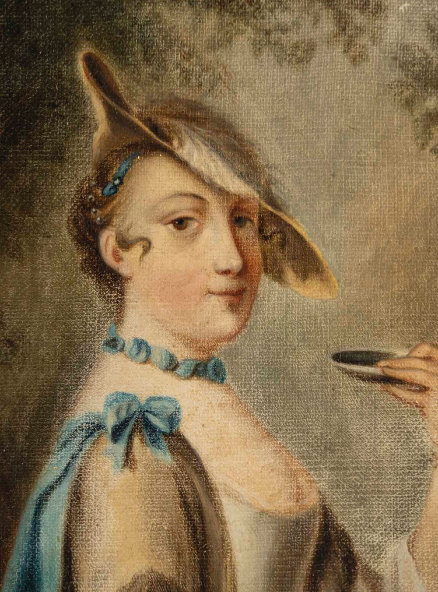 Portraits XVIIIe siècle - une paire de tableaux huile sur toile XVIIIe siècle — 5