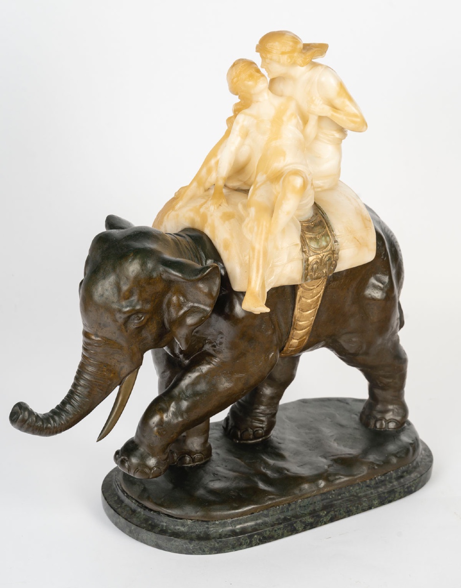 Sculpture en albâtre et bronze, signé R Romano Romanelli — 2