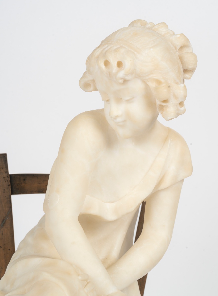 Sculpture art nouveau en albâtre et bronze signée Gio Ponti – travail italien — 6
