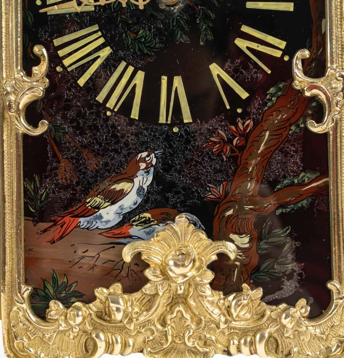 Une pendule Paravent en bronze doré et verre Peint, art nouveau — 9