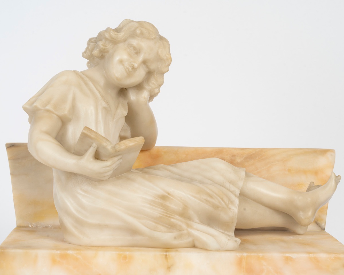 Sculpture art nouveau en albâtre signée Riccardo Gresnigni — 6